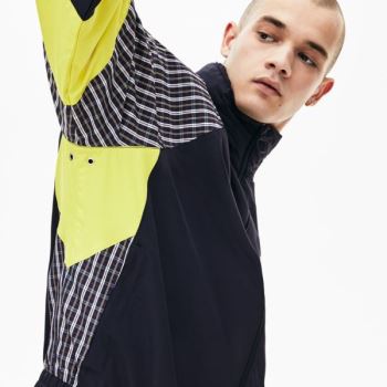 Lacoste LIVE Patchwork Track Jacket Pánské - Bunda Blankyt / Žluté / Bílé | CZ-iRFFnf